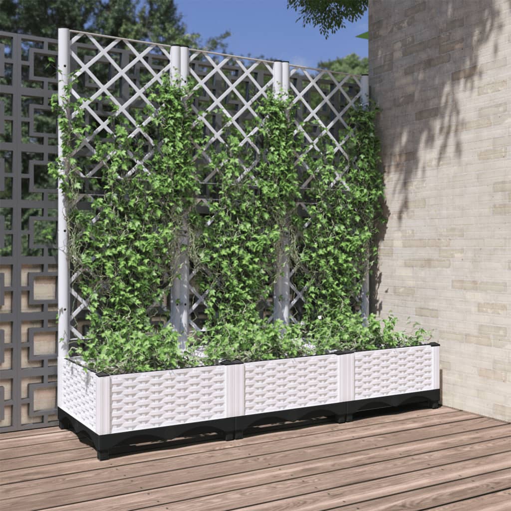 Plantekrukke med espalier Hvid 120x40x121,5 cm PP
