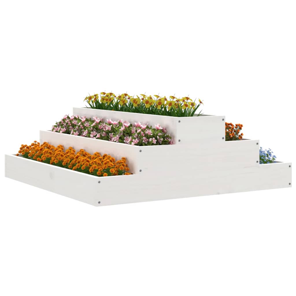 Plantekrukke Hvid 80x80x27 cm Massiv Fyrretræ