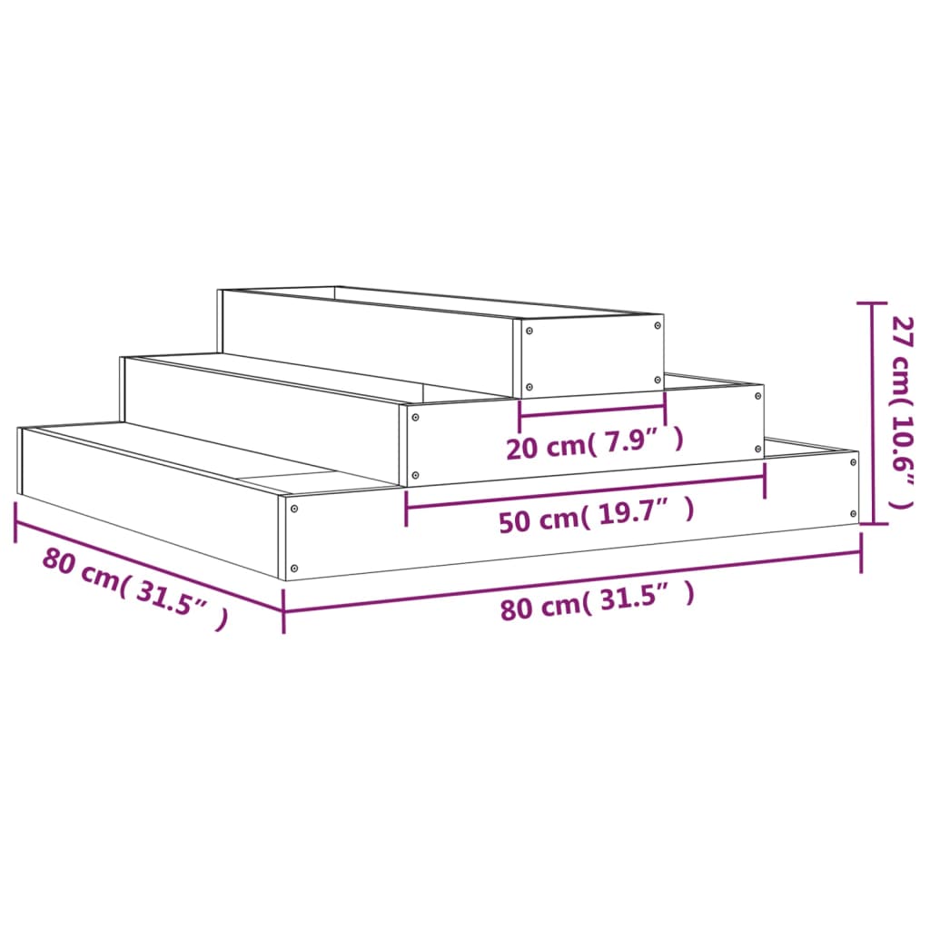 Plantekrukke Hvid 80x80x27 cm Massiv Fyrretræ