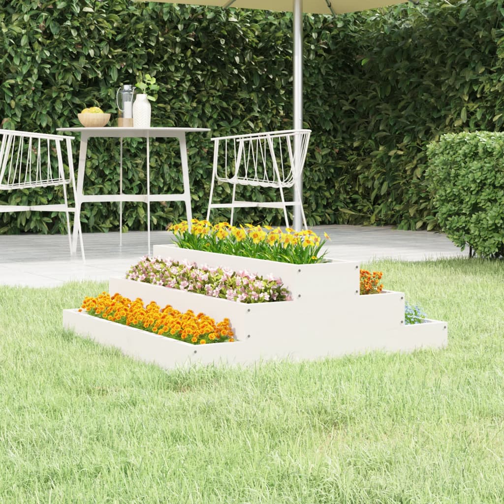 Plantekrukke Hvid 80x80x27 cm Massiv Fyrretræ