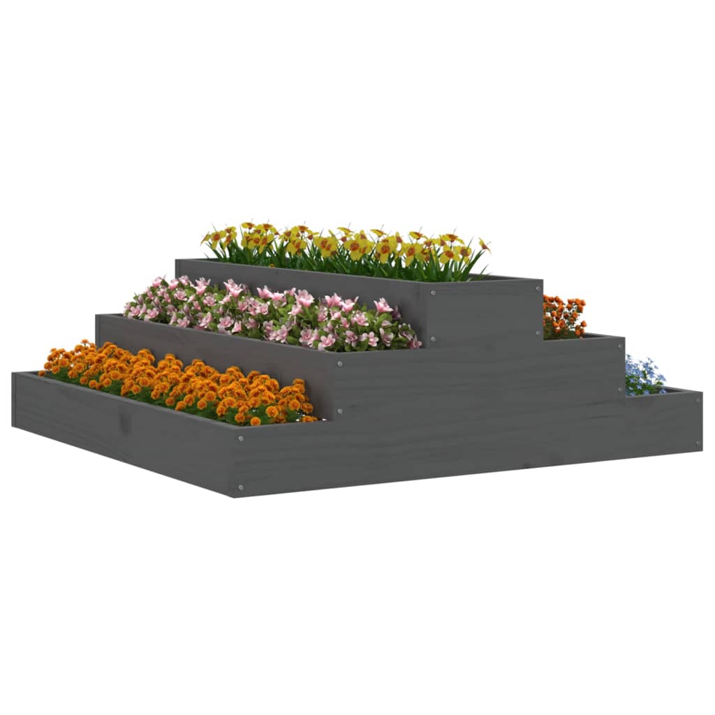 Plantepotte Grå 80x80x27 cm Massiv fyrretræ
