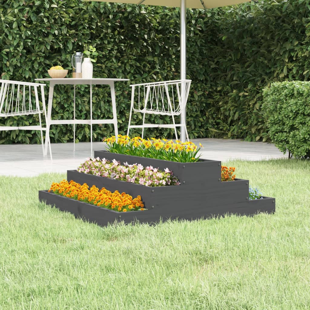 Plantepotte Grå 80x80x27 cm Massiv fyrretræ