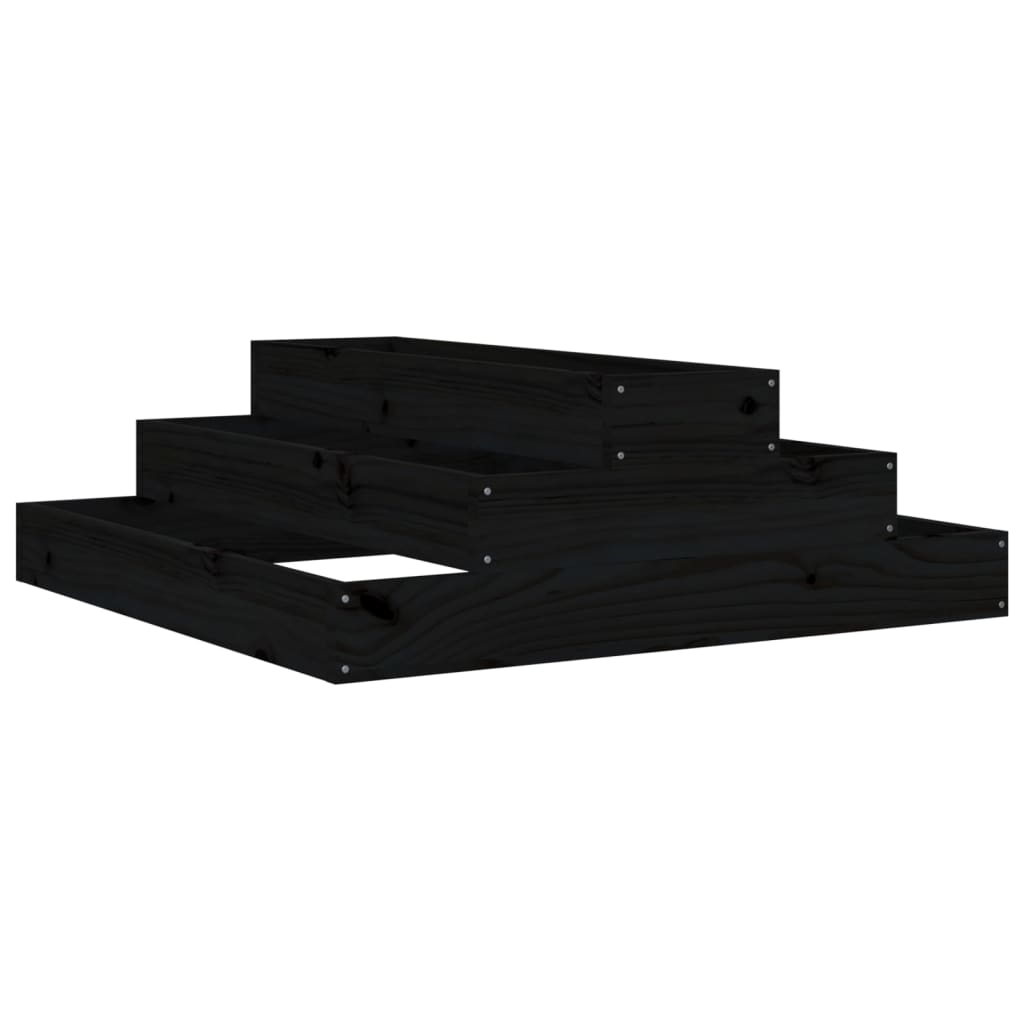 Plantekrukke Sort 80x80x27 cm Massiv Fyrretræ