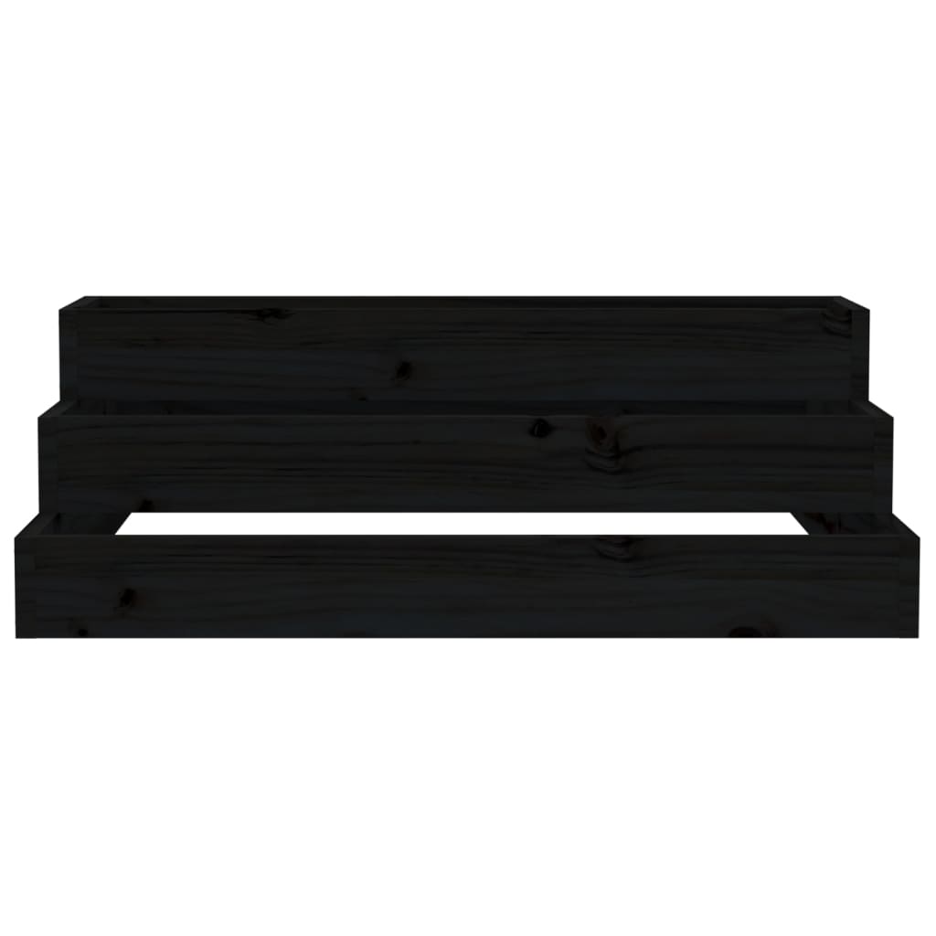Plantekrukke Sort 80x80x27 cm Massiv Fyrretræ