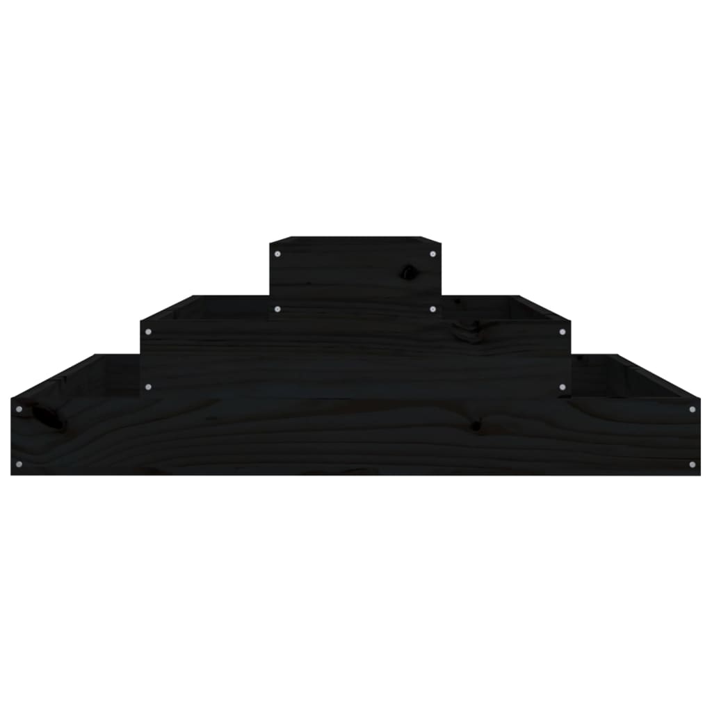 Plantekrukke Sort 80x80x27 cm Massiv Fyrretræ