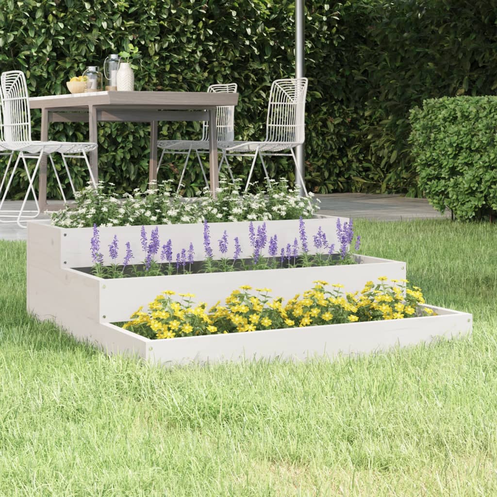 Plantepotte Hvid 78x78x27 cm Massiv Fyrretræ