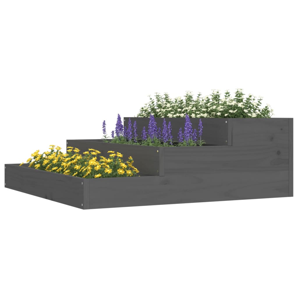 Plantepotte Grå 78x78x27 cm Massiv Fyrretræ
