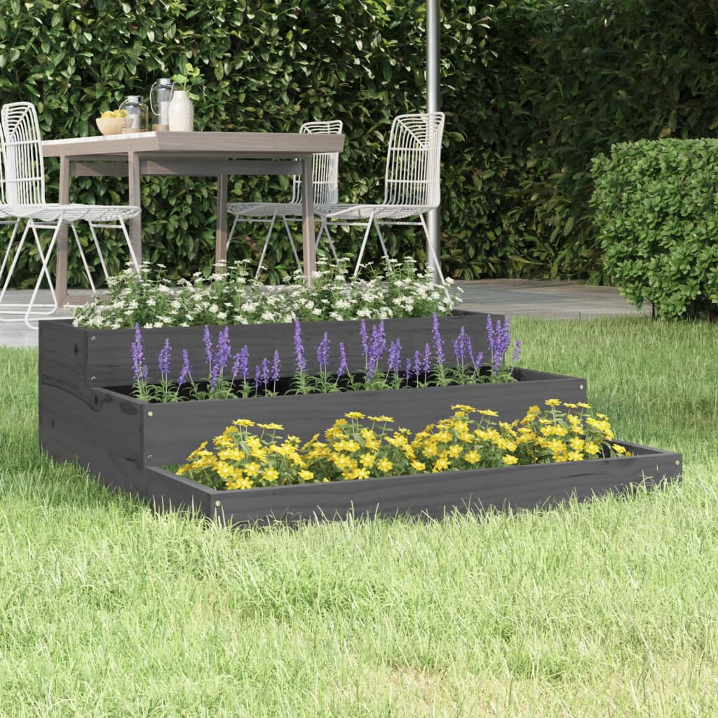 Plantepotte Grå 78x78x27 cm Massiv Fyrretræ