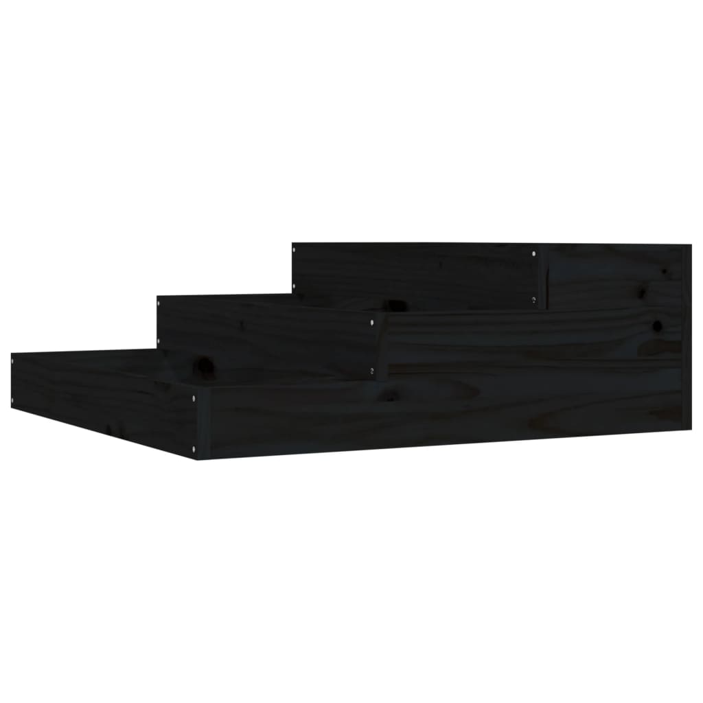 Plantekrukke Sort 78x78x27 cm Massiv fyrretræ