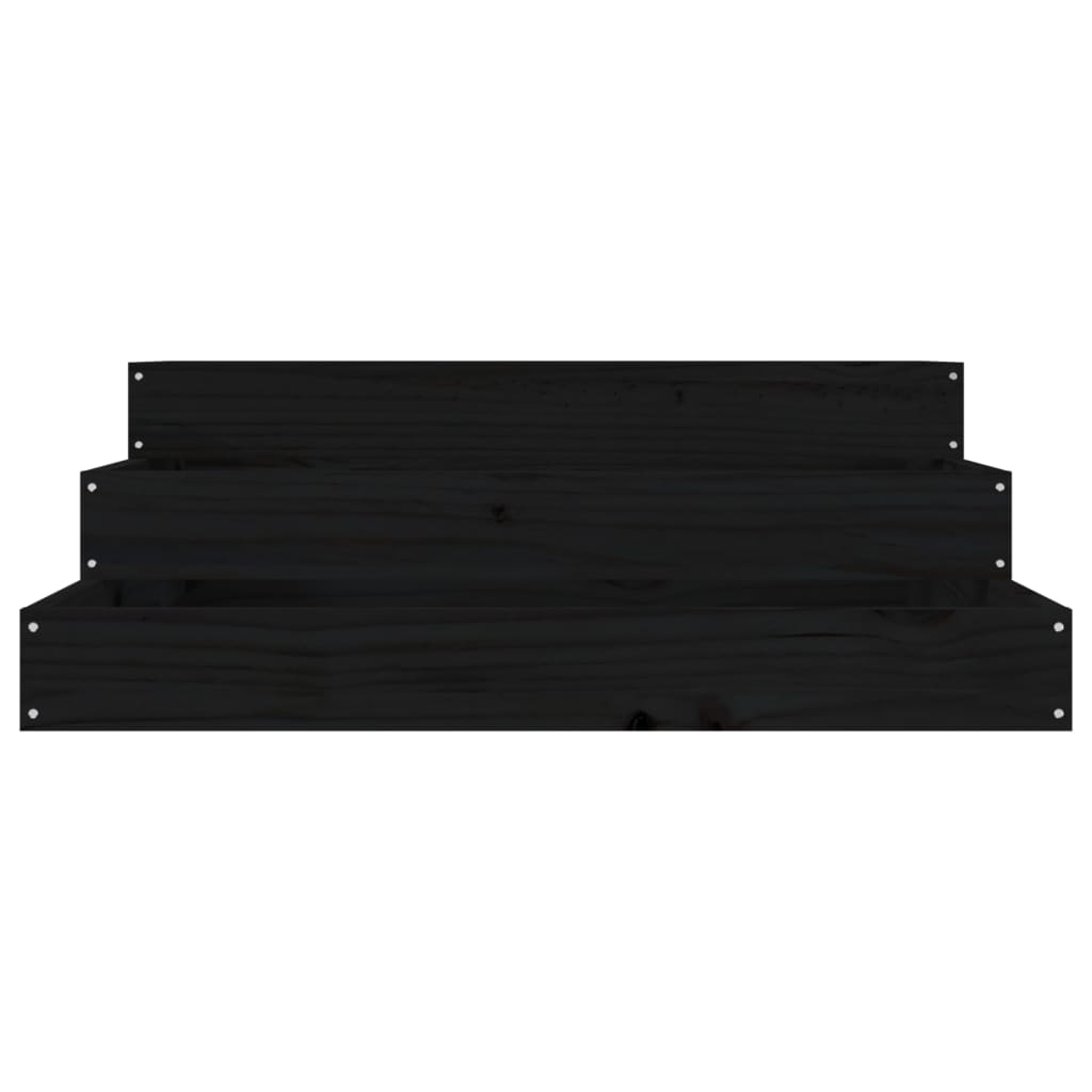 Plantekrukke Sort 78x78x27 cm Massiv fyrretræ