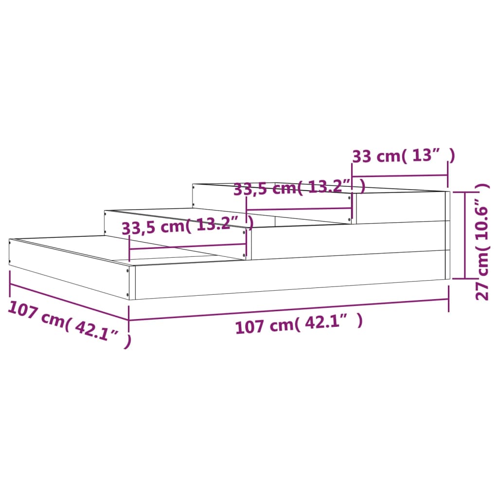 Plantekrukke 107x107x27 cm massivt fyrretræ