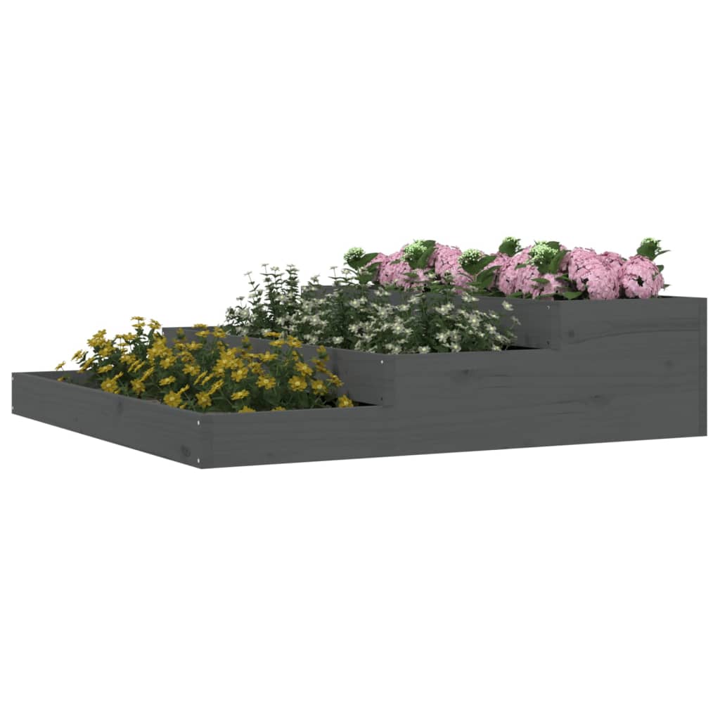 Plantepotte Grå 107x107x27 cm Massiv Fyrretræ