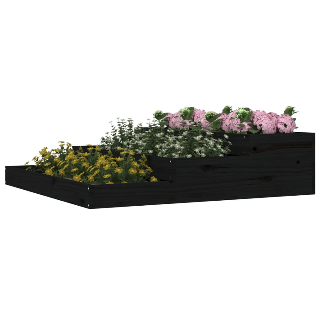 Plantepotte Sort 107x107x27 cm Massiv fyrretræ