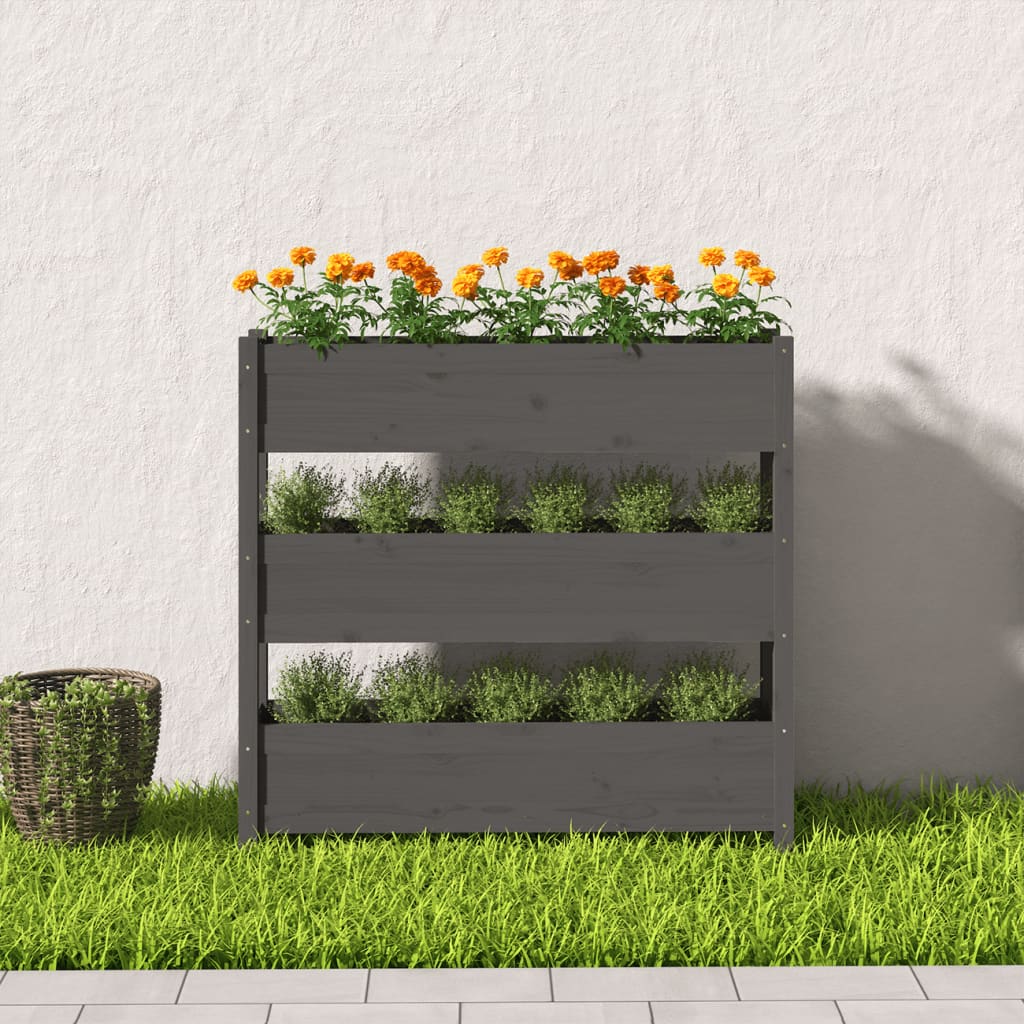 Plantepotte Grå 112x25x104,5 cm Massiv Fyrretræ