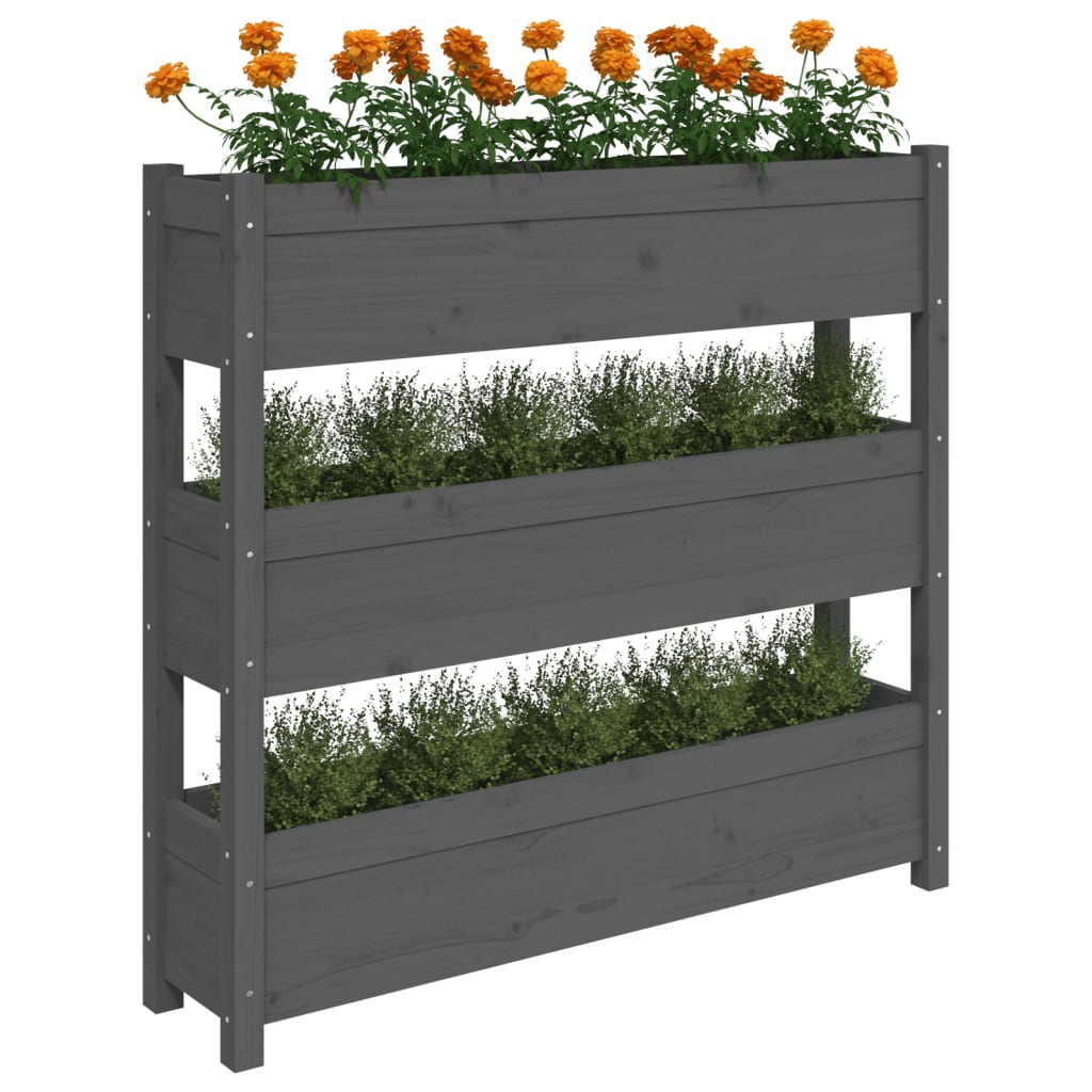 Plantepotte Grå 112x25x104,5 cm Massiv Fyrretræ