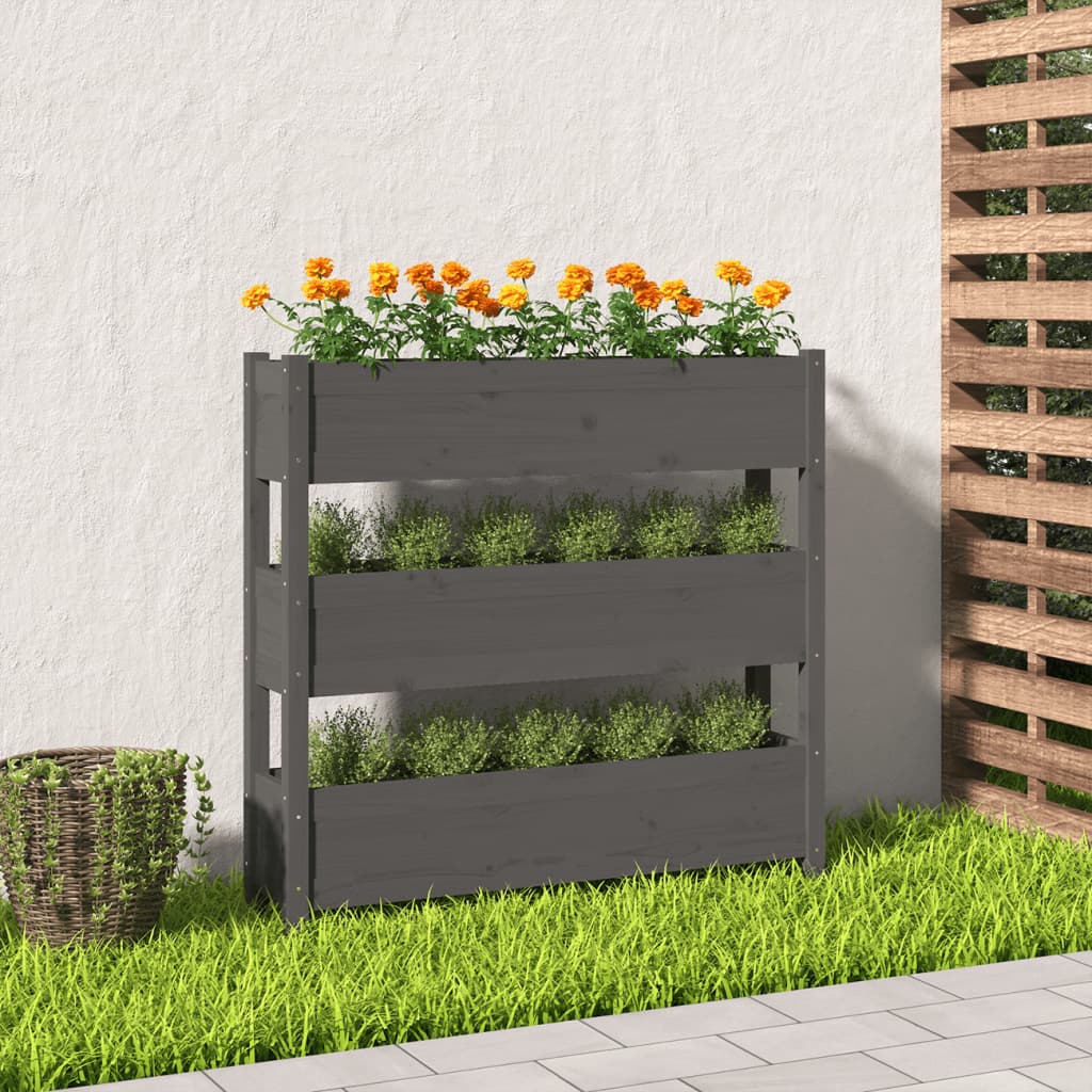 Plantepotte Grå 112x25x104,5 cm Massiv Fyrretræ