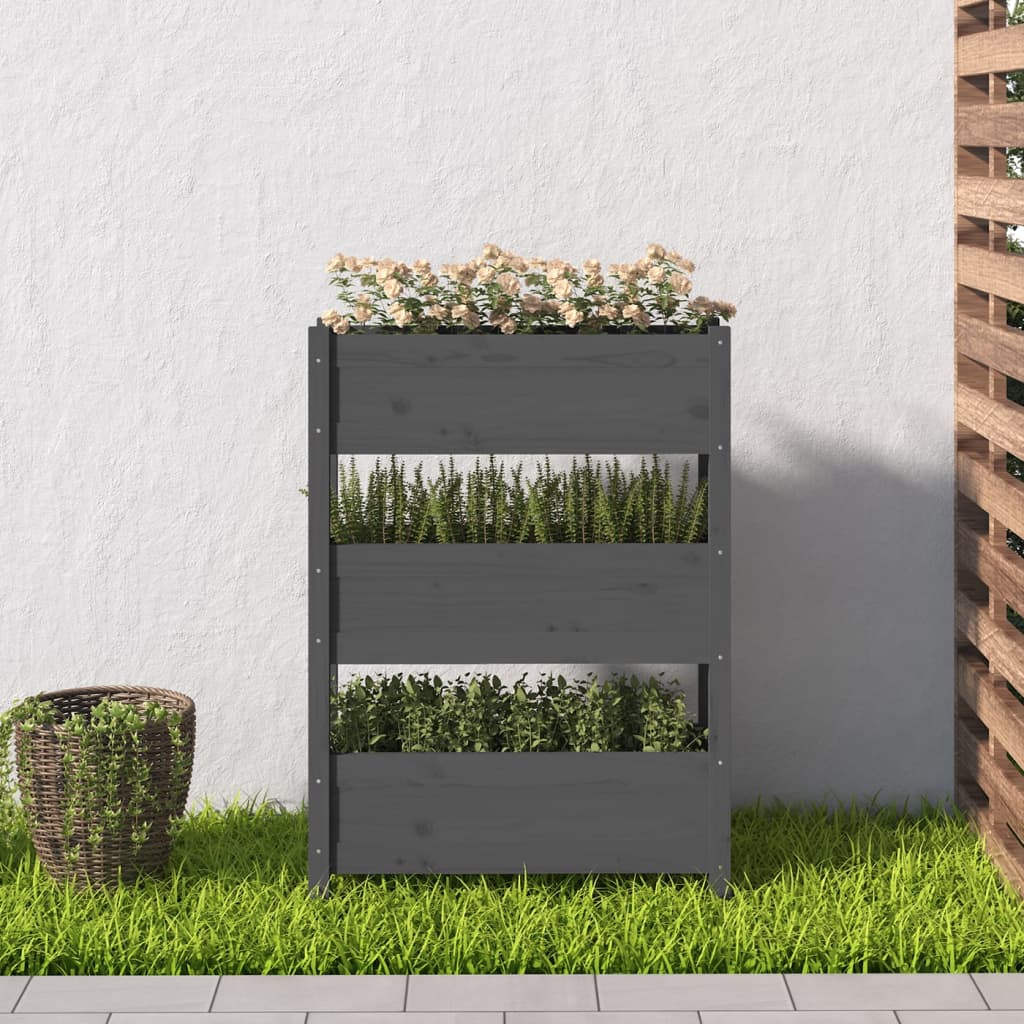 Plantepotte Grå 77x25x104,5 cm Massiv Fyrretræ