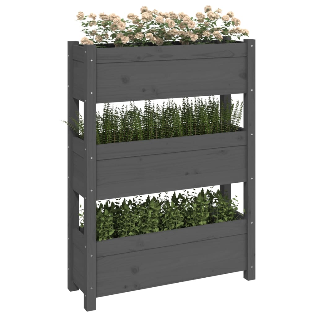 Plantepotte Grå 77x25x104,5 cm Massiv Fyrretræ