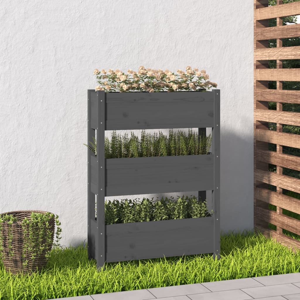 Plantepotte Grå 77x25x104,5 cm Massiv Fyrretræ