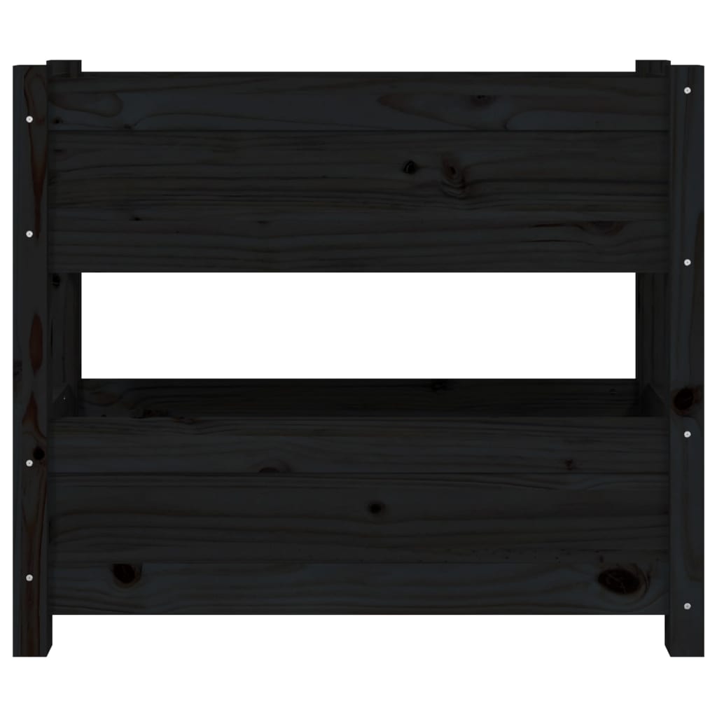 Plantepotte Sort 77x25x66 cm Massiv Fyrretræ