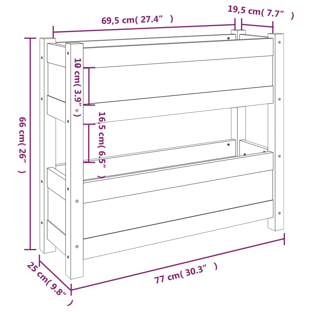 Plantepotte Sort 77x25x66 cm Massiv Fyrretræ
