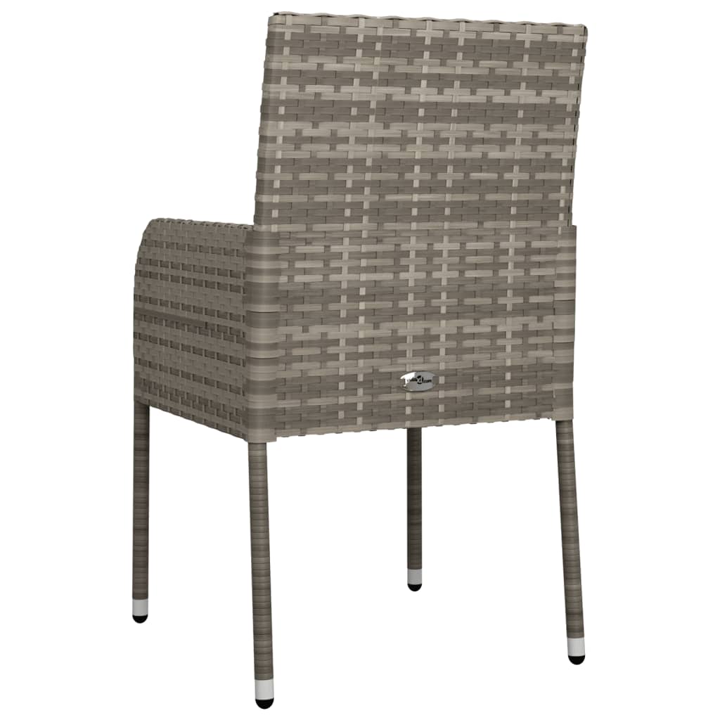 Havestole med hynder 2 stk. Poly Rattan Grå