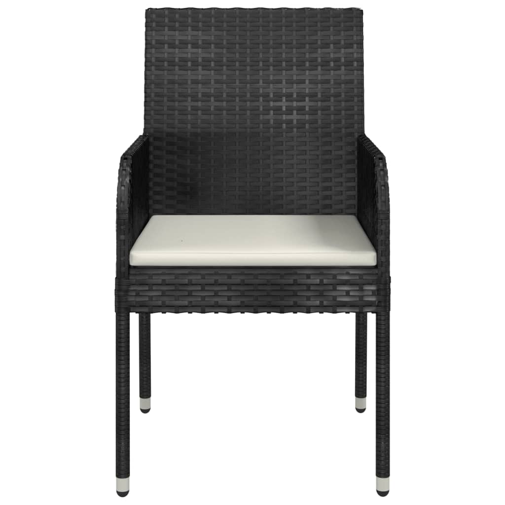 Havestole med Hynder 4 Stk Poly Rattan Sort
