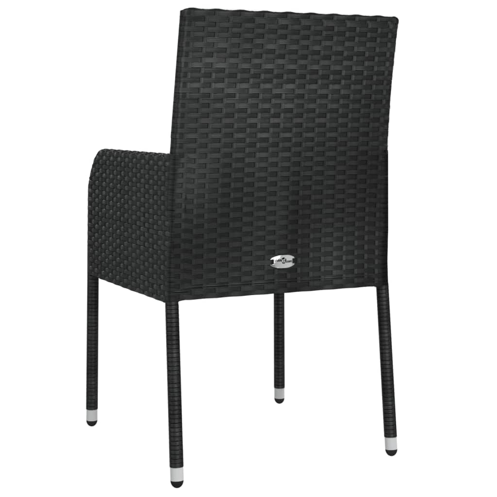 Havestole med Hynder 4 Stk Poly Rattan Sort