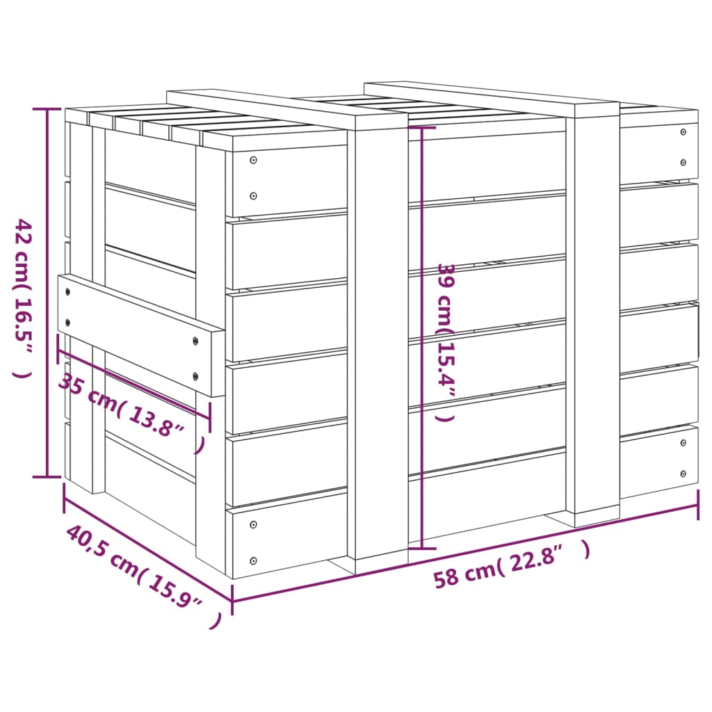 Bryst Grå 58x40,5x42 cm Massiv fyrretræ