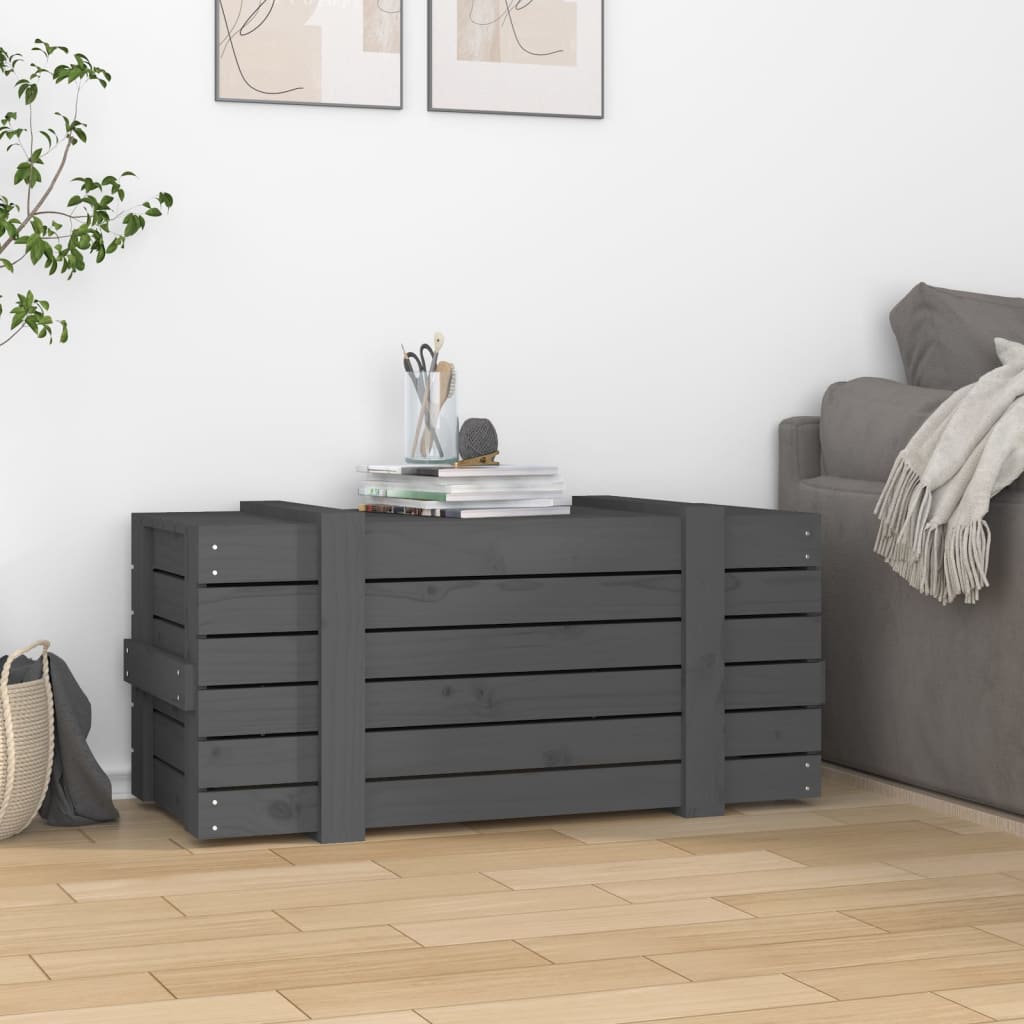 Bryst Grå 91x40,5x42 cm Massiv fyrretræ