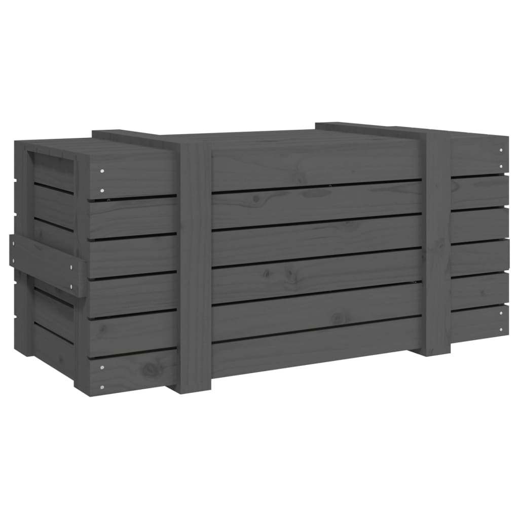 Bryst Grå 91x40,5x42 cm Massiv fyrretræ