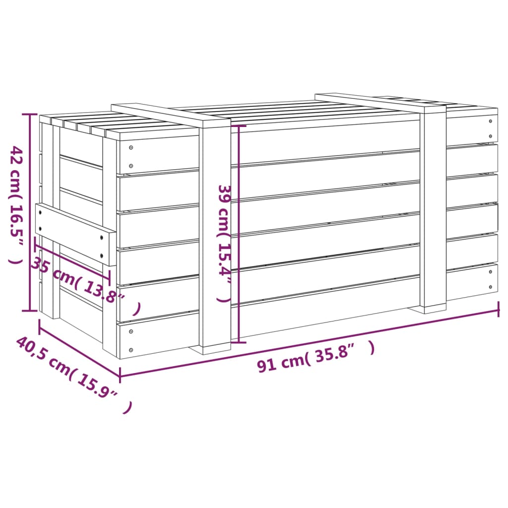 Bryst Sort 91x40,5x42 cm Massiv Fyr
