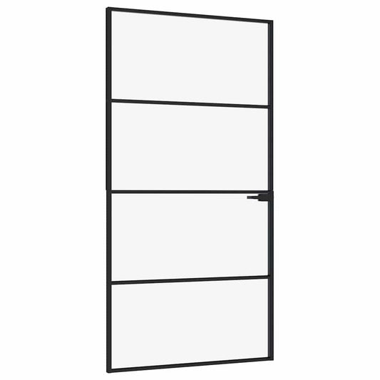 Innentür Schwarz 102x201,5 cm Hartglas & Aluminium Schlank