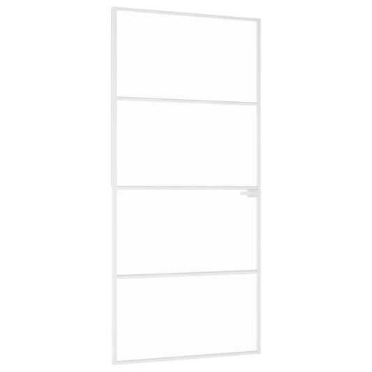 Innentür Weiß 93x201,5 cm Hartglas & Aluminium Schlank