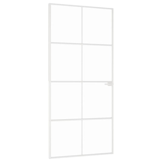 Innentür Weiß 93x201,5 cm Hartglas & Aluminium Schlank