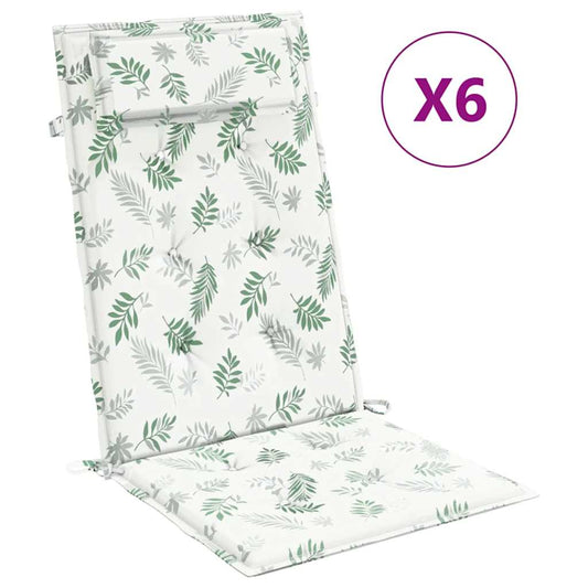 Hochlehner-Auflagen 6 Stk. Blattmuster Oxford-Gewebe