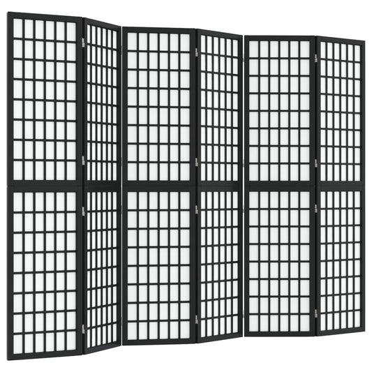 6-tlg. Paravent Japanischer Stil Faltbar 240x170 cm Schwarz