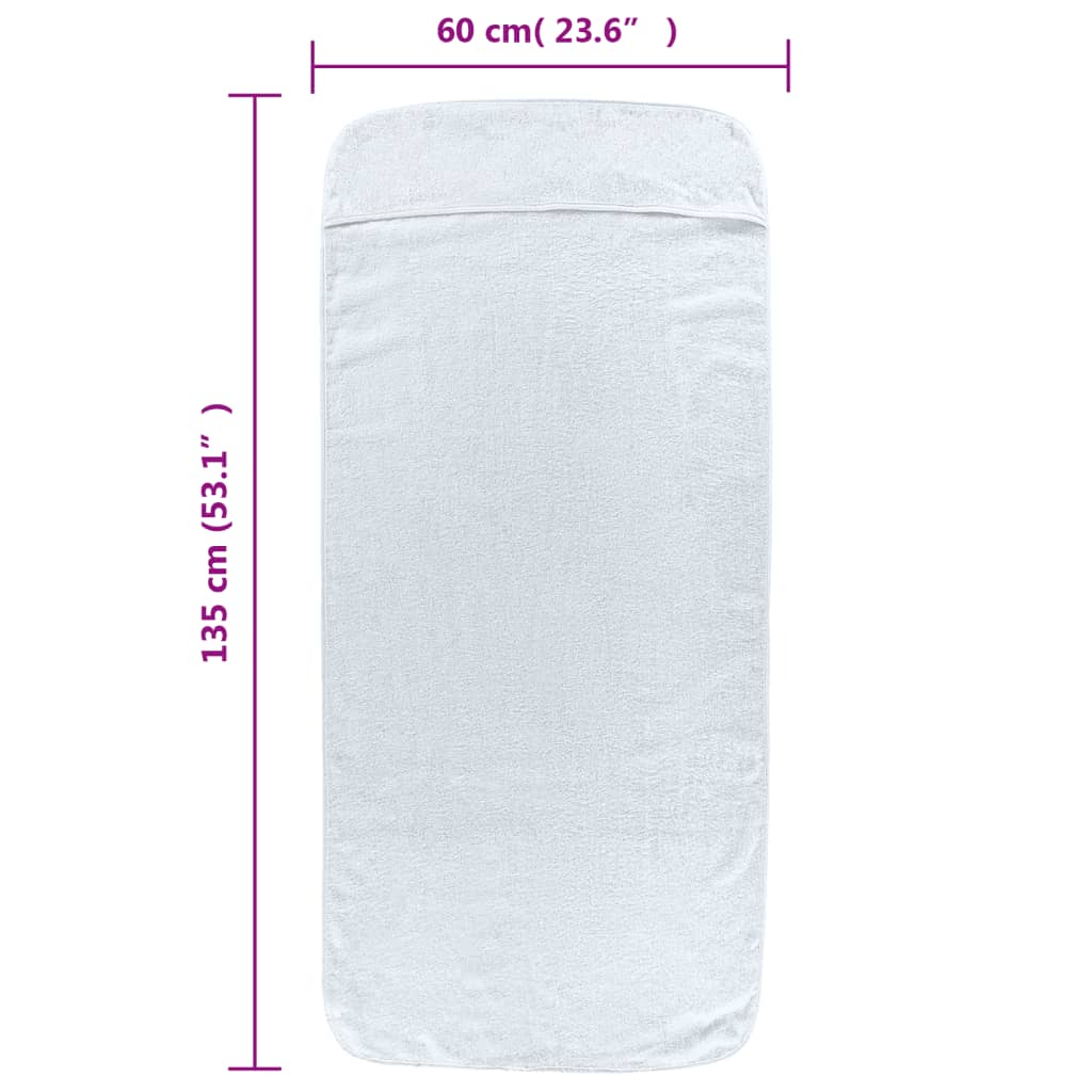 Badehåndklæder 2 stk Hvidt 60x135 cm stof 400 GSM