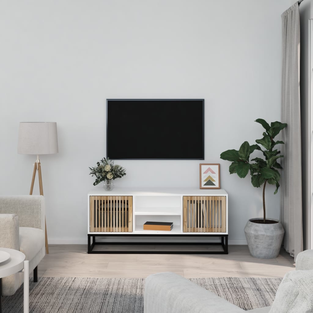 TV-skab Hvid 105x30x45 cm Træ og jern