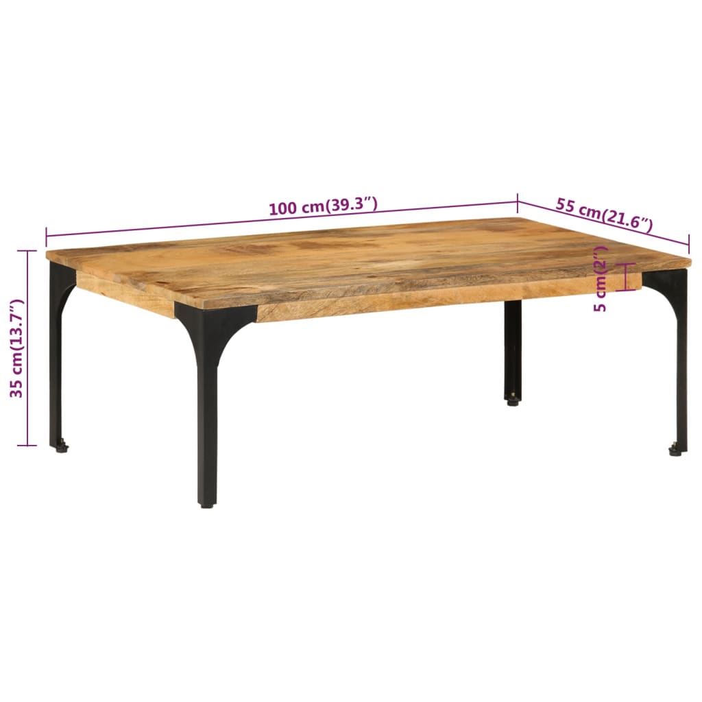 Sofabord 100x55x35 cm massivt mangotræ