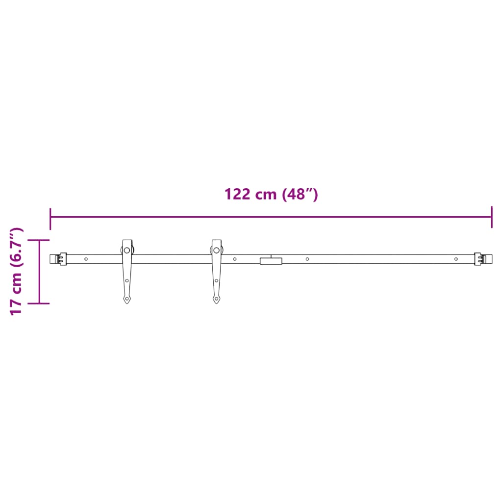Mini skydedørsbeslagssæt til skabslåger 122 cm kulstofstål