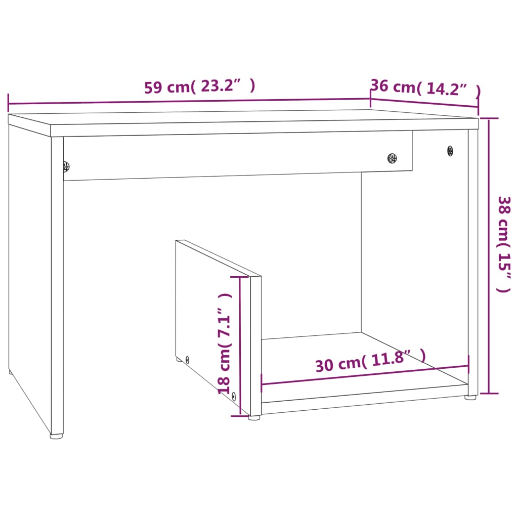 Sidebord røget eg 59x36x38 cm træmateriale