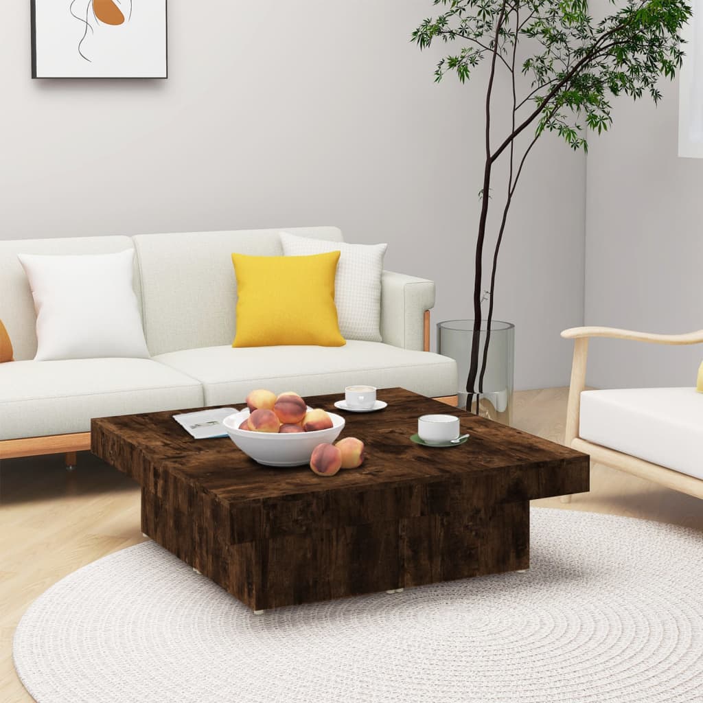 Sofabord røget eg 90x90x28 cm træmateriale