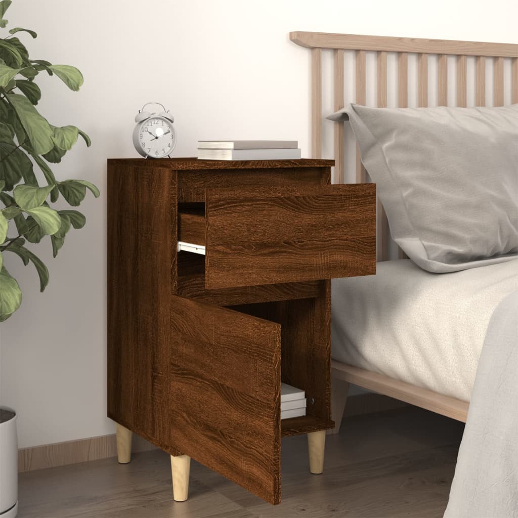 Sengeborde 2 stk Brun eg look 40x35x70 cm