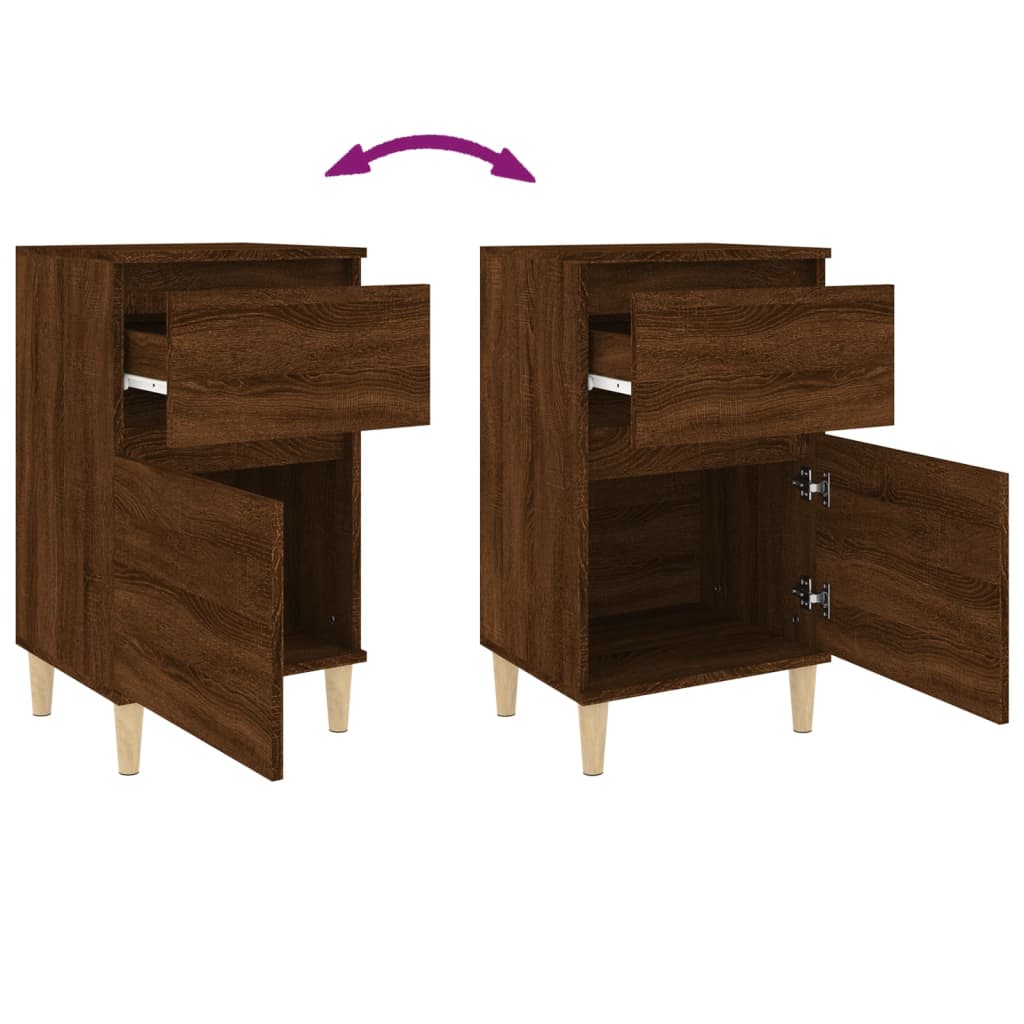 Sengeborde 2 stk Brun eg look 40x35x70 cm