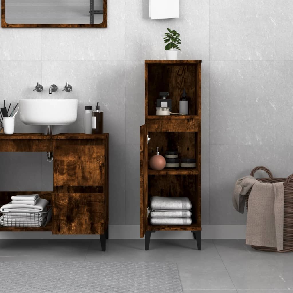 Badeværelsesskab Røget Eg 30x30x100 cm Træmateriale