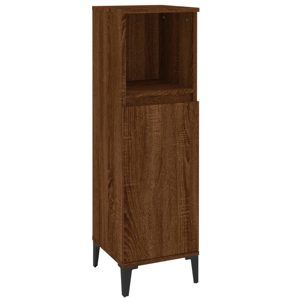 Badeværelsesskab Brun Eg Look 30x30x100 cm Træmateriale