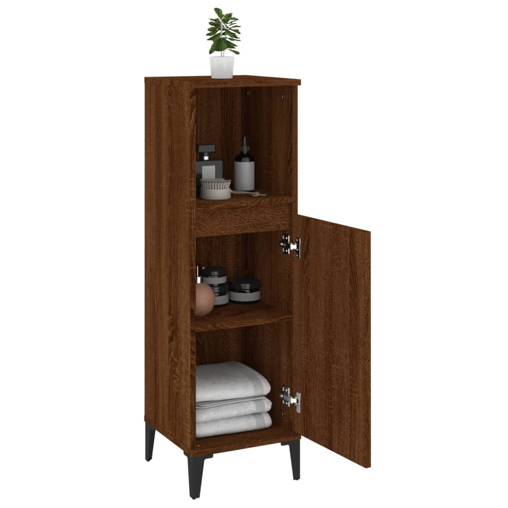Badeværelsesskab Brun Eg Look 30x30x100 cm Træmateriale