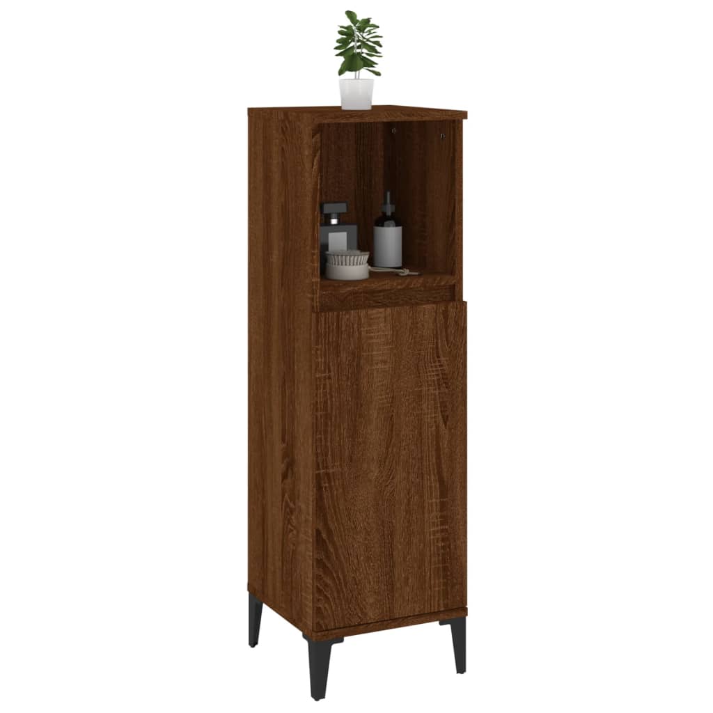 Badeværelsesskab Brun Eg Look 30x30x100 cm Træmateriale