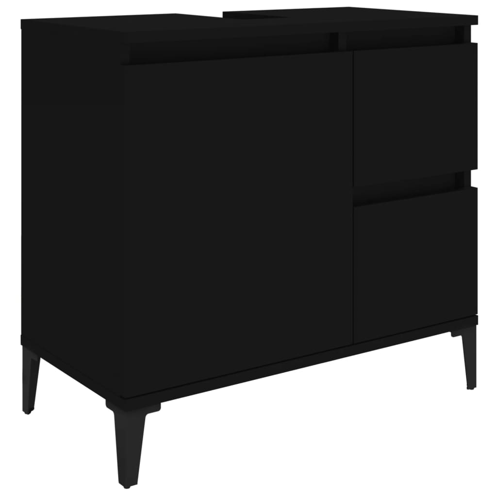 Badeværelsesskab Sort 65x33x60 cm Træ Materiale